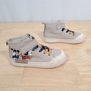 Disney Mickey Mouse High Top Sneakers Sz 11.5 Kid Youth Teddy Lined Hi-Top Shoes